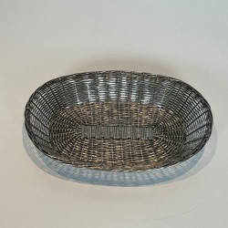 Corbeille et Vide-Poches Ovale en Fil de Métal Argenté Tressé, France, vers 1900