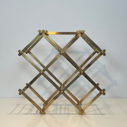 Folding Brass Bottle Rack for Six Bottles, France, circa 1940