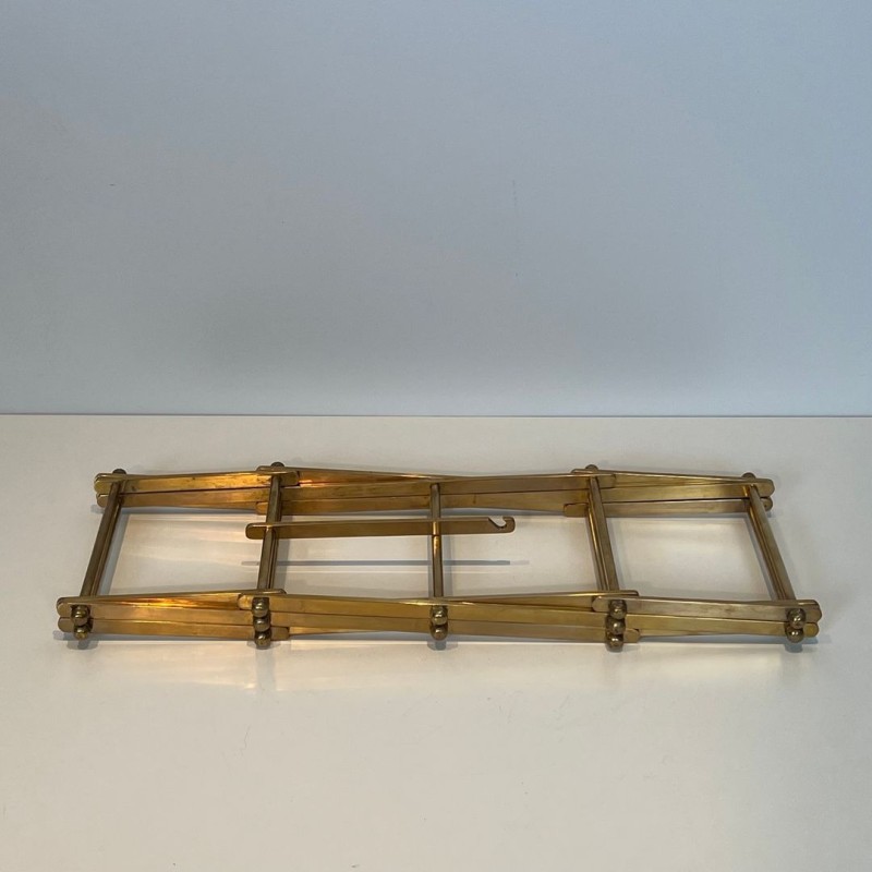 Folding Brass Bottle Rack for Six Bottles, France, circa 1940