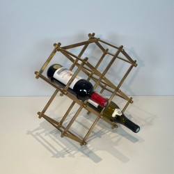 Folding Brass Bottle Rack for Six Bottles, France, circa 1940