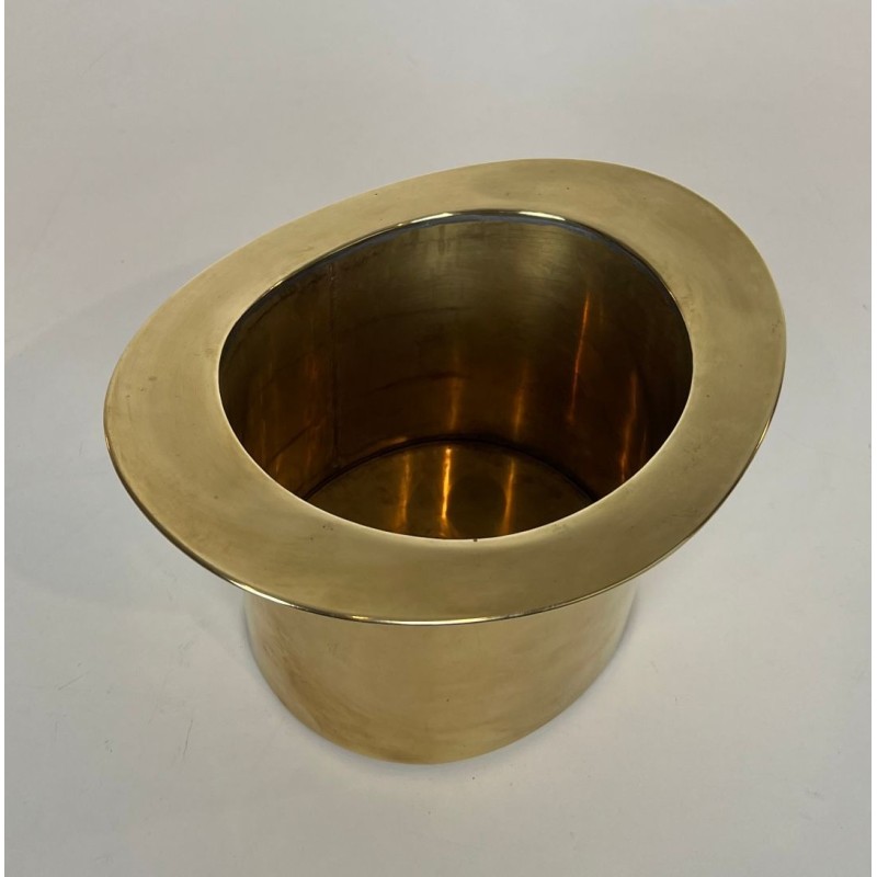 Brass Champagne Cooler in the Form of a Top Hat, France, circa 1920