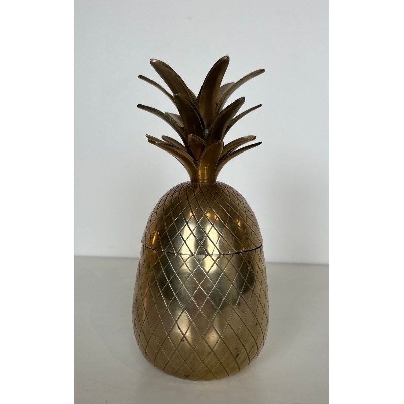 Seau à Glaçons en Laiton en Forme d'Ananas, France, vers 1970