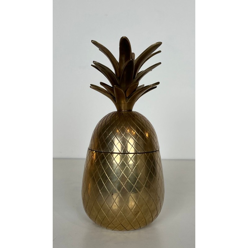 Seau à Glaçons en Laiton en Forme d'Ananas, France, vers 1970
