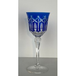 Suite of Twelve Coloured Overlay Crystal Wine Glasses, France, circa 1930