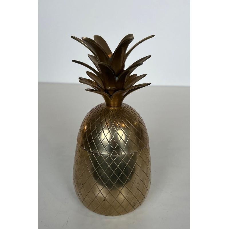 Seau à Glaçons en Laiton en Forme d'Ananas, France, vers 1970