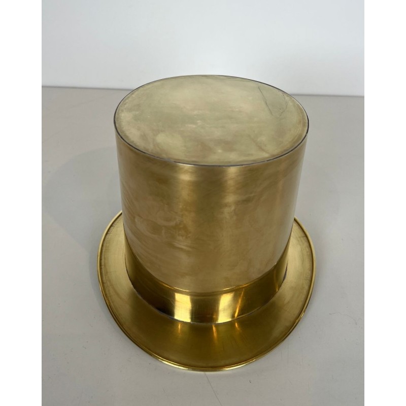 Brass Champagne Cooler in the Form of a Top Hat, France, circa 1920