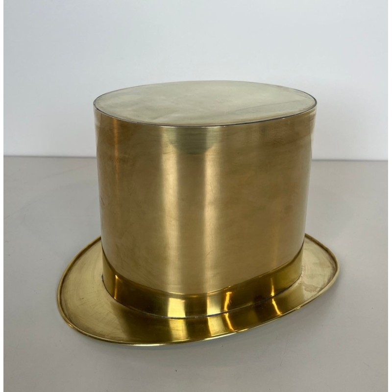 Brass Champagne Cooler in the Form of a Top Hat, France, circa 1920