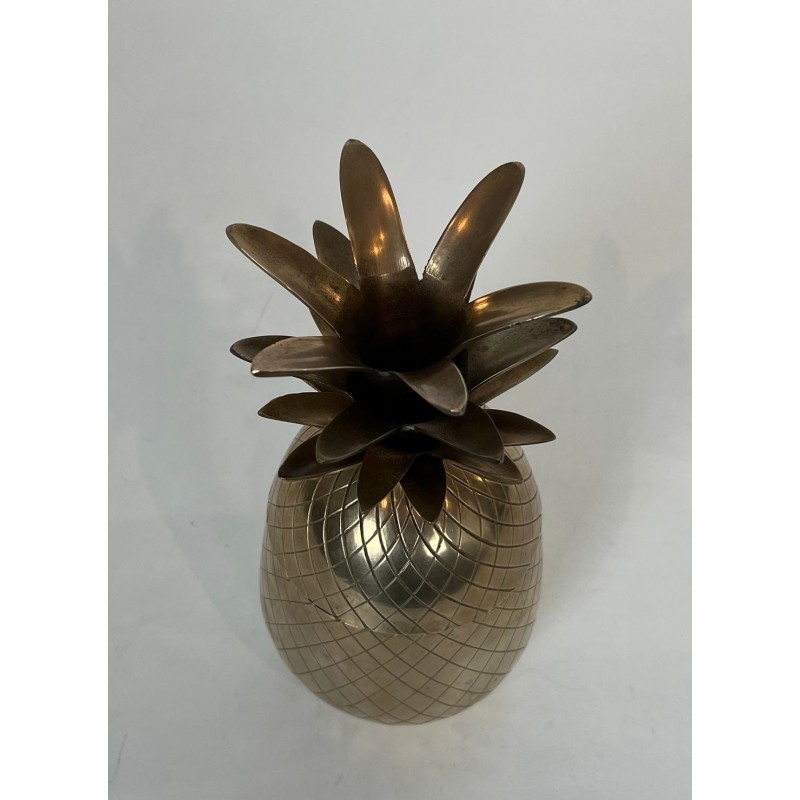 Seau à Glaçons en Laiton en Forme d'Ananas, France, vers 1970