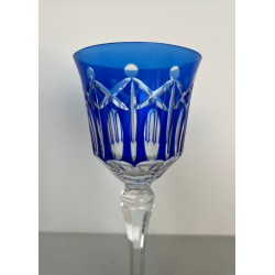 Suite of Twelve Coloured Overlay Crystal Wine Glasses, France, circa 1930