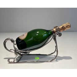 Silvered Wire-Work Bottle Holder in the Form of a Sleigh, France, circa 1930