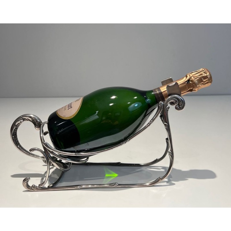 Silvered Wire-Work Bottle Holder in the Form of a Sleigh, France, circa 1930