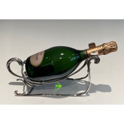 Silvered Wire-Work Bottle Holder in the Form of a Sleigh, France, circa 1930