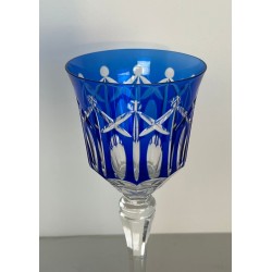 Suite of Twelve Coloured Overlay Crystal Wine Glasses, France, circa 1930