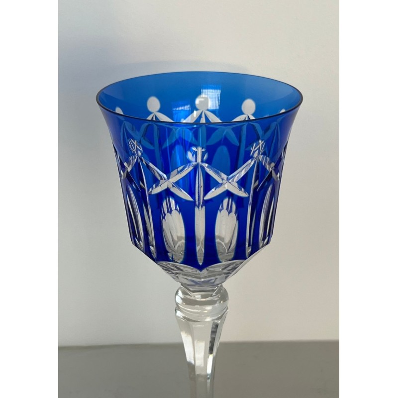 Suite of Twelve Coloured Overlay Crystal Wine Glasses, France, circa 1930