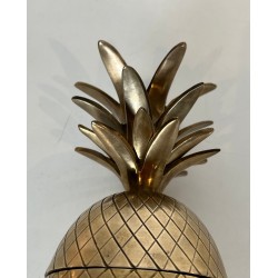 Seau à Glaçons en Laiton en Forme d'Ananas, France, vers 1970