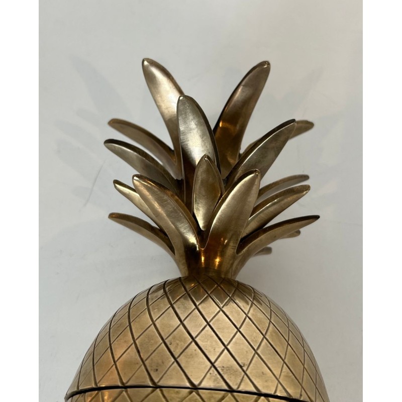 Seau à Glaçons en Laiton en Forme d'Ananas, France, vers 1970