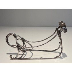 Silvered Wire-Work Bottle Holder in the Form of a Sleigh, France, circa 1930