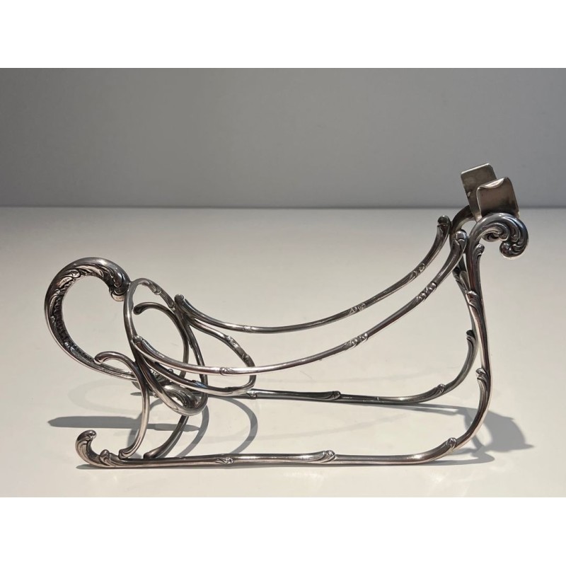Silvered Wire-Work Bottle Holder in the Form of a Sleigh, France, circa 1930