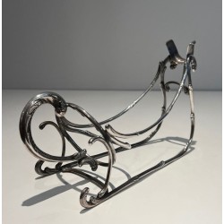 Silvered Wire-Work Bottle Holder in the Form of a Sleigh, France, circa 1930
