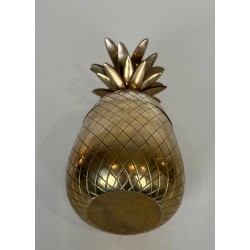 Seau à Glaçons en Laiton en Forme d'Ananas, France, vers 1970