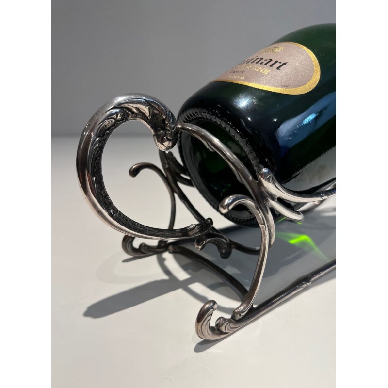 Silvered Wire-Work Bottle Holder in the Form of a Sleigh, France, circa 1930