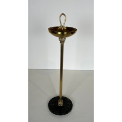 Neoclassical Brass Floor Ashtray on Black Marble Base, Style of Maison Jansen, France, circa 1940