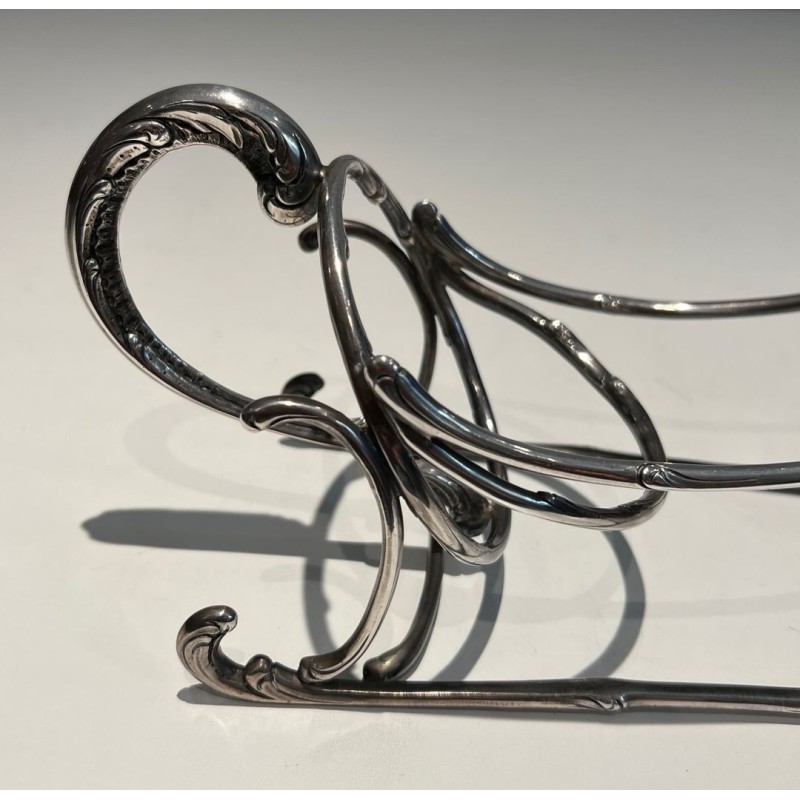 Silvered Wire-Work Bottle Holder in the Form of a Sleigh, France, circa 1930