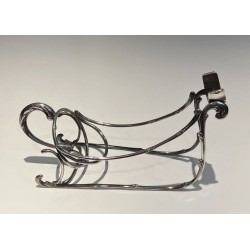 Silvered Wire-Work Bottle Holder in the Form of a Sleigh, France, circa 1930