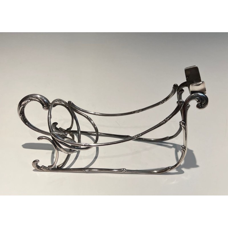 Silvered Wire-Work Bottle Holder in the Form of a Sleigh, France, circa 1930