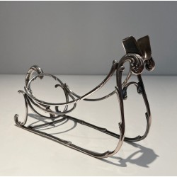 Silvered Wire-Work Bottle Holder in the Form of a Sleigh, France, circa 1930