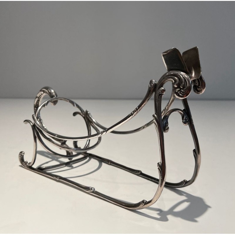 Silvered Wire-Work Bottle Holder in the Form of a Sleigh, France, circa 1930