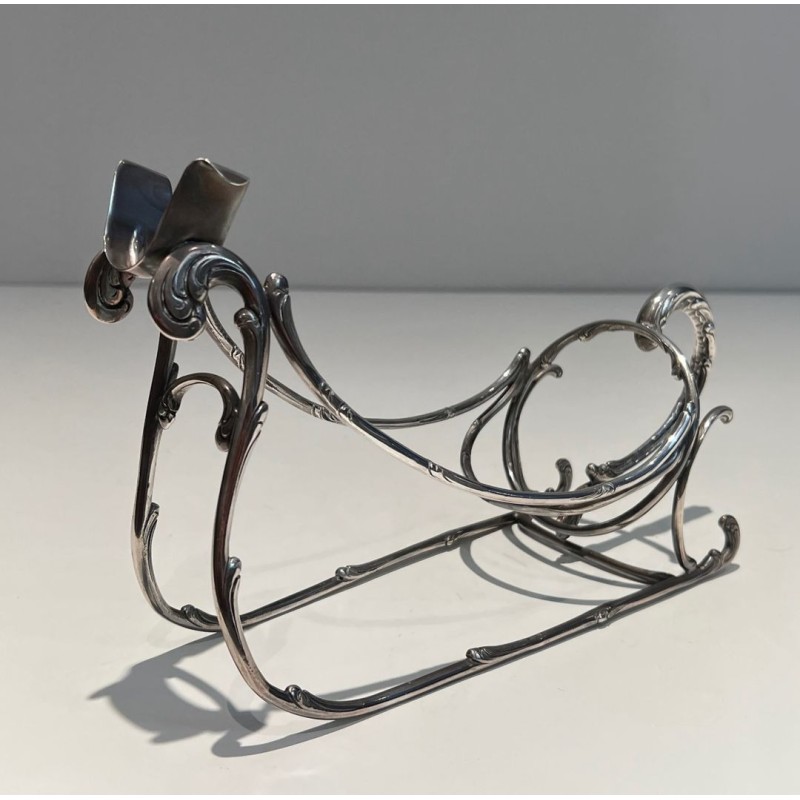 Silvered Wire-Work Bottle Holder in the Form of a Sleigh, France, circa 1930