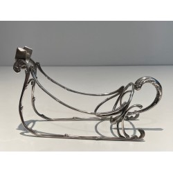 Silvered Wire-Work Bottle Holder in the Form of a Sleigh, France, circa 1930