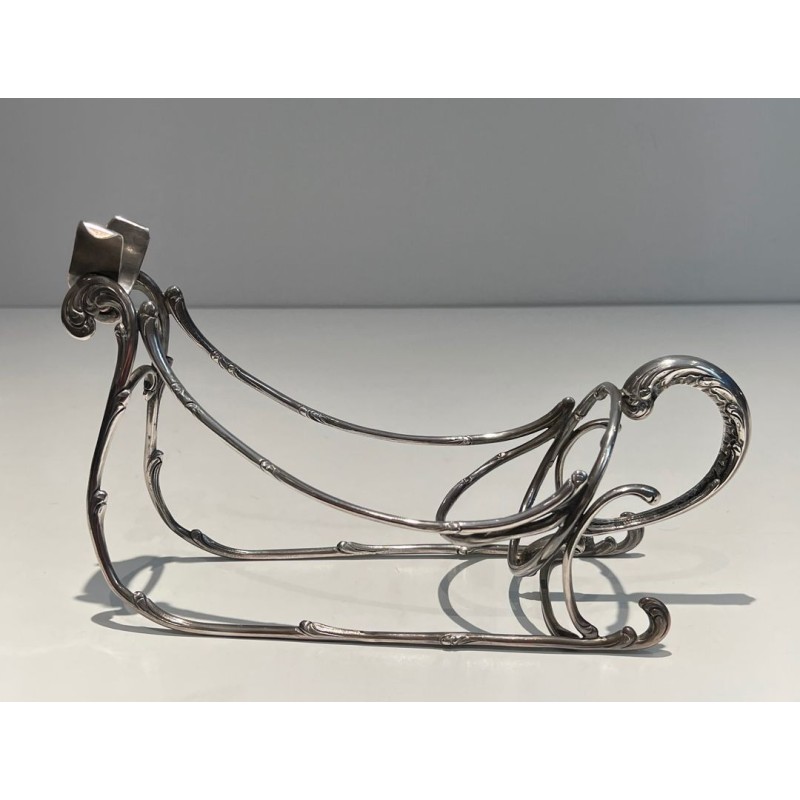 Silvered Wire-Work Bottle Holder in the Form of a Sleigh, France, circa 1930