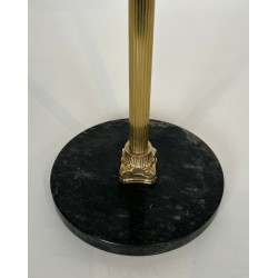 Neoclassical Brass Floor Ashtray on Black Marble Base, Style of Maison Jansen, France, circa 1940