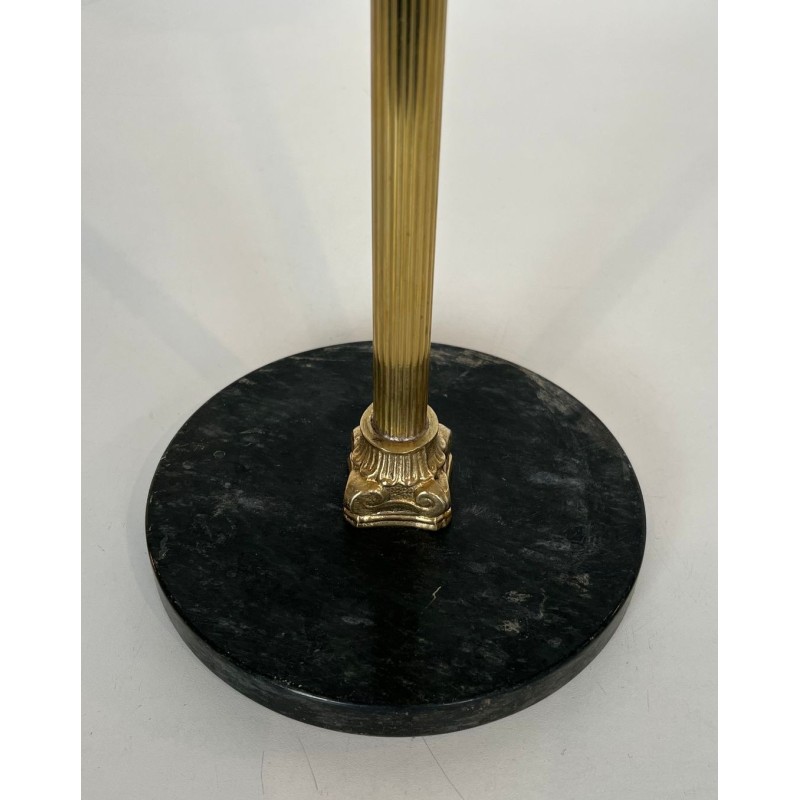 Neoclassical Brass Floor Ashtray on Black Marble Base, Style of Maison Jansen, France, circa 1940
