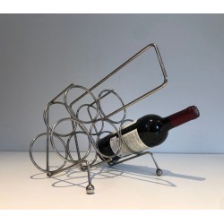 Silver-Plated Twisted Wire Bottle Rack and Carrier, France, circa 1950