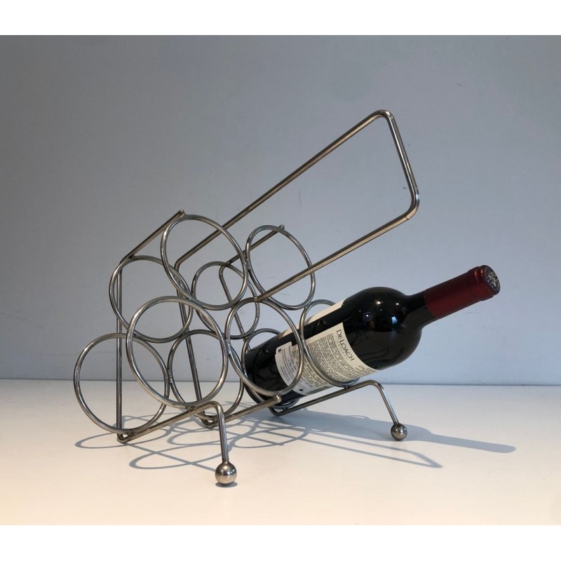 Silver-Plated Twisted Wire Bottle Rack and Carrier, France, circa 1950