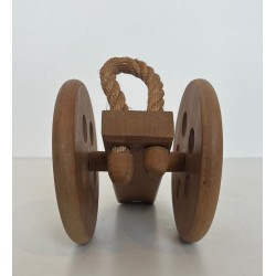 Porte-Bouteilles Forme Canon en Bois Sculpté et Corde, Audoux-Minet, France, vers 1970