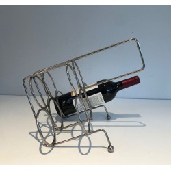 Silver-Plated Twisted Wire Bottle Rack and Carrier, France, circa 1950