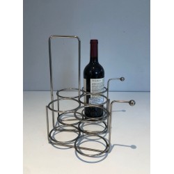 Silver-Plated Twisted Wire Bottle Rack and Carrier, France, circa 1950