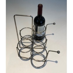 Silver-Plated Twisted Wire Bottle Rack and Carrier, France, circa 1950