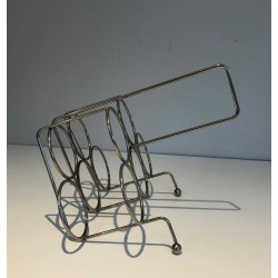 Silver-Plated Twisted Wire Bottle Rack and Carrier, France, circa 1950