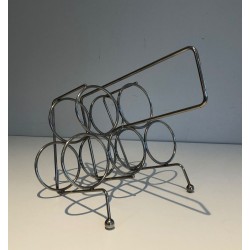 Silver-Plated Twisted Wire Bottle Rack and Carrier, France, circa 1950