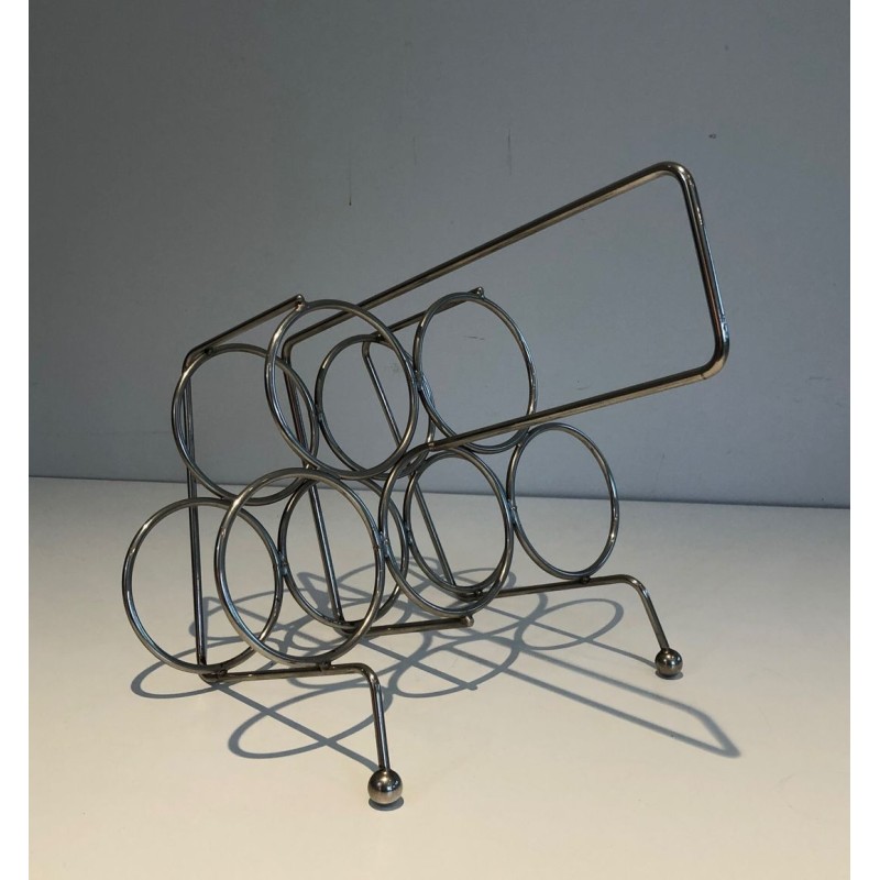 Silver-Plated Twisted Wire Bottle Rack and Carrier, France, circa 1950