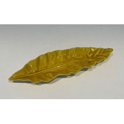 Yellow Glazed Ceramic Leaf-Form Vide-Poche, France, circa 1970