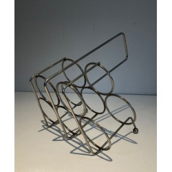 Silver-Plated Twisted Wire Bottle Rack and Carrier, France, circa 1950