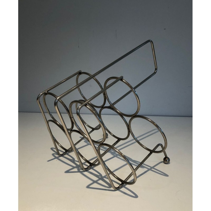 Silver-Plated Twisted Wire Bottle Rack and Carrier, France, circa 1950