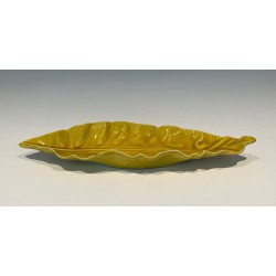 Yellow Glazed Ceramic Leaf-Form Vide-Poche, France, circa 1970
