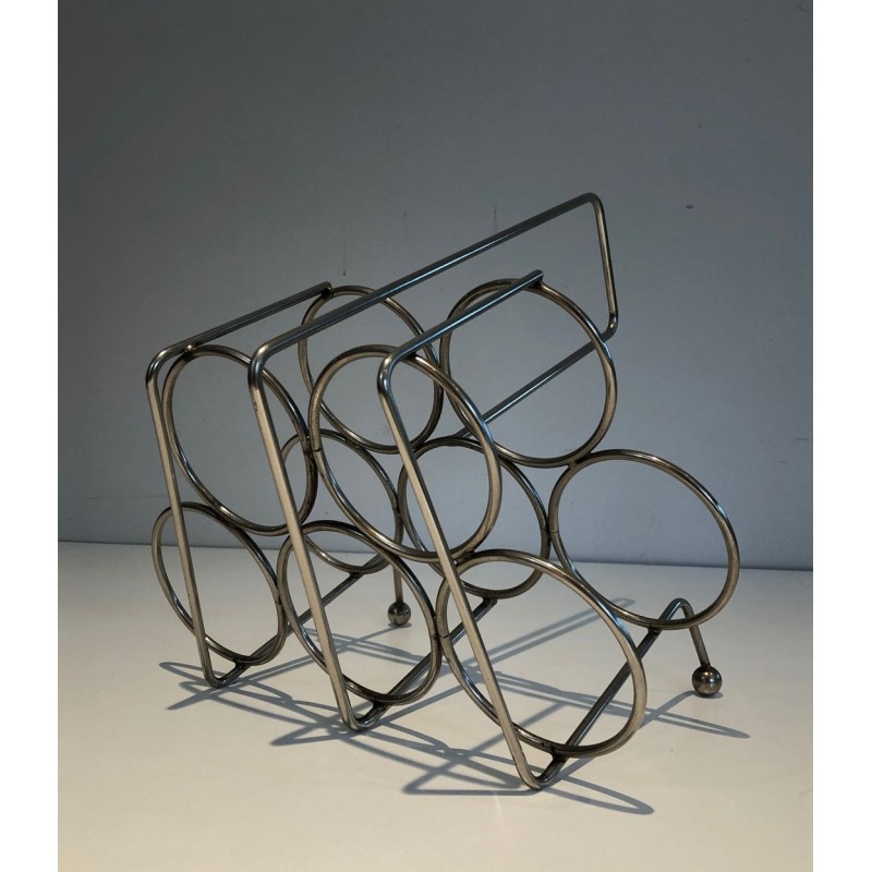 Silver-Plated Twisted Wire Bottle Rack and Carrier, France, circa 1950